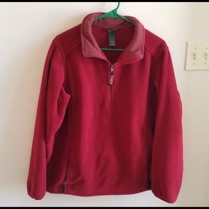 L.L. Bean Cranberry Fleece Pullover
